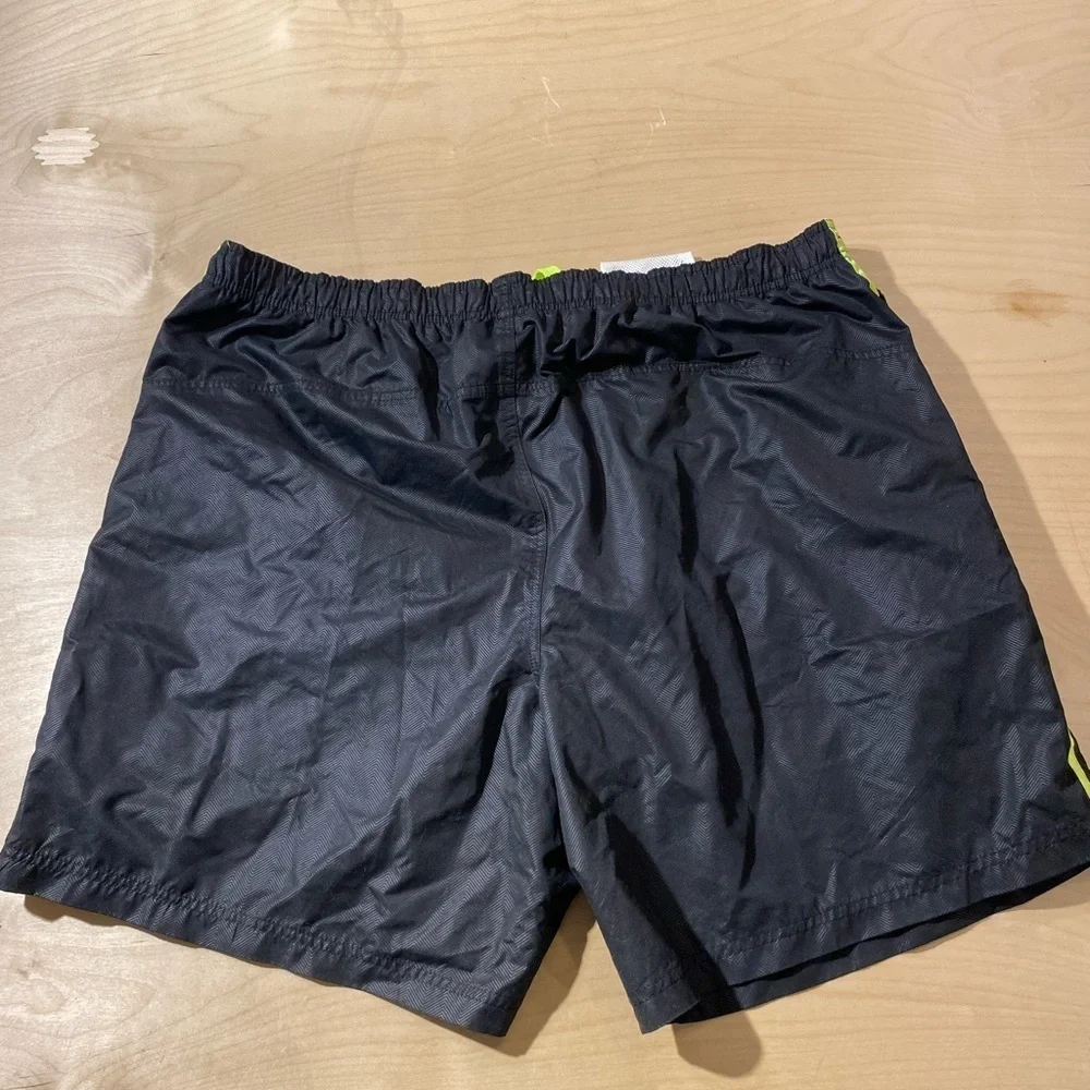 Laguna Men's Black Swim Shorts with Green Stripe 2XL (MK)
